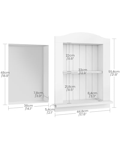 Recessed Wall Niche, 2-Tier Recessed Medicine Cabinet, Bathroom Cabinet Wall Mount, Bamboo Medicine Organizer, Wall Storage Cabinet, for Bathroom, Living Room, Kitchen, White - size: 17.6"L x 2.1"W x 21.8"H