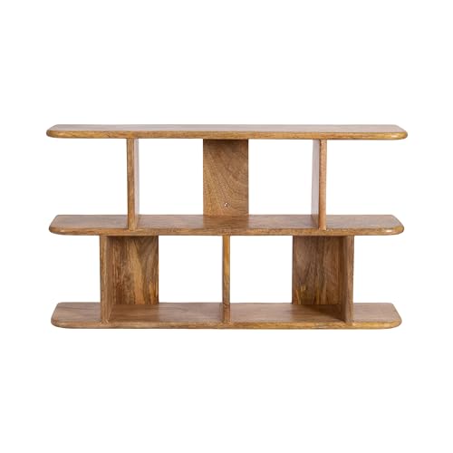 Kate and Laurel Madero Transitional Solid Wood Wall Shelf; 30 x 6 x 17; Natural Wood; Modern Small Ladder Shelf for Use as Living Room Display Shelf or Over Toilet Storage Shelf - color: Natural