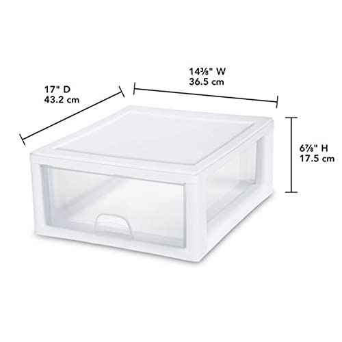 Sterilite Stacking Drawer Storage Organizer for Clothes, 16 Quart, 24-Pack | White Frame, Stackable Modular Clear Plastic Drawers & Containers for Clothing, Accessories, Craft Supplies, Shoes or Linens - size: 16 Quart, style: 24 Pack