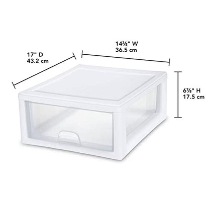 Sterilite Stacking Drawer Storage Organizer for Clothes, 16 Quart, 24-Pack | White Frame, Stackable Modular Clear Plastic Drawers & Containers for Clothing, Accessories, Craft Supplies, Shoes or Linens - size: 16 Quart, style: 24 Pack