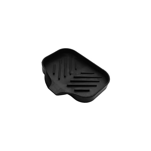4.9” x 3.9” Silicone Soap Dish with Self-Draining Spout, Multi-Purpose Kitchen Bathroom Sink Organizer Tray for Bar Soap, Sponge, Dispenser Bottle Counter Storage, Black - color: Black, size: 4.9” x 3.9”