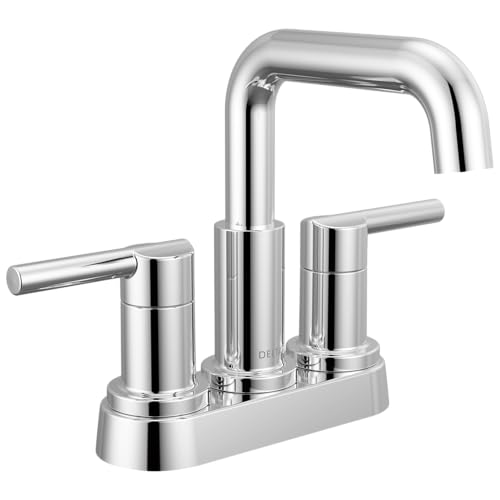 Delta Nicoli Centerset Chrome Bathroom Faucet, 4 Inch 3 Hole Bathroom Sink Faucet for Vanity, Push-Pop Drain Assembly, Chrome 25849LF - color: Chrome