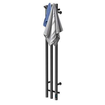Electric Towel Warmer Rack, Wall Mount 3-Bar Stainless Steel, 38 in, Black - color: Black