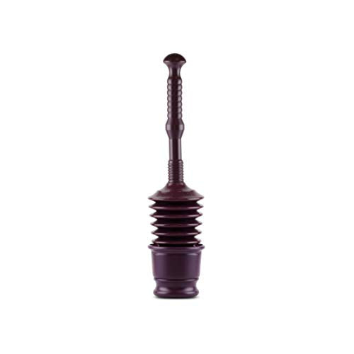 Master Plunger MP500-B Heavy Duty Bathroom Toilet Plunger Kit with Short Bucket. All Purpose Plunger Equipped with Air Release Valve, Plum - color: Black