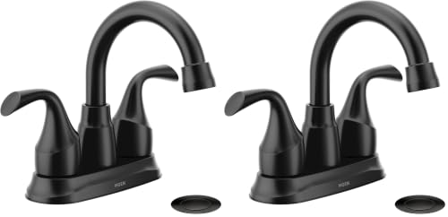 Moen Idora Matte Black Two-Handle Centerset Bathroom Sink Faucet with Drain Assembly, 84115BL (Pack of 2) - color: Matte Black, size: 4 Inch Centerset (Pack of 2)