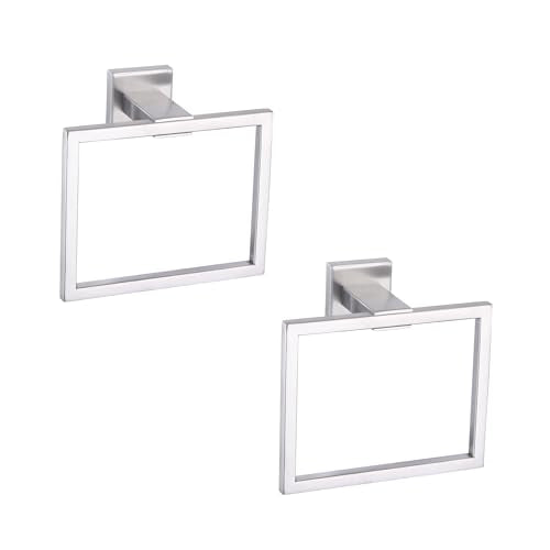 GERZWY Hand Towel Ring Bath Towel Holder Bathroom Lavatory Shower Towel Hanger Holder Brushed Stainless Steel Wall Mount JG1916-2LS - color: Brushed