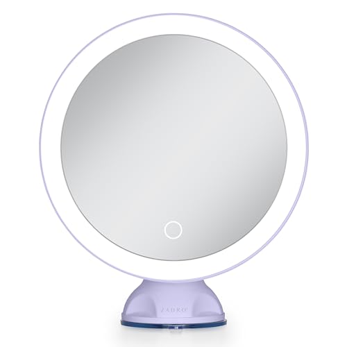 Zadro Wall-Mounted Suction Cup Mirror With 10X Magnification And LED Lighting - color: Lavender