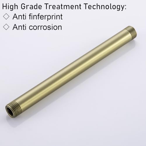 RANDOM Shower Arm with Flange,Gold 8 Inches Ceiling Mount Shower Head Extension Arm Straight Arm Ceiling-Mounted For Fixed Shower Head,Brushed Gold.RD-91038-8BG - color: 8″ Brushed Gold(Round Flange)