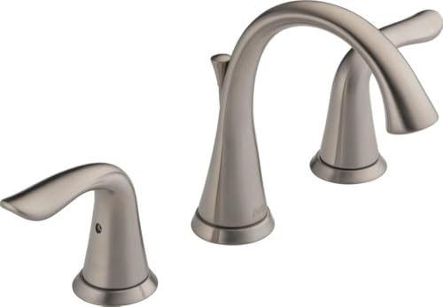 Delta Lahara Brushed Nickel Bathroom Faucet 3 Hole, 8 Inch Widespread Bathroom Sink Faucet for Vanity, Metal Push-Pop Drain Assembly, Stainless 3538-SSMPU-DST - color: Stainless
