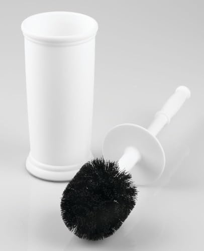 InterDesign Kent Plastic Toilet Bowl Brush Set, Classic Design Slim Compact Bowl Brush and Holder for Bathroom - Sturdy, Deep Cleaning, 4.25" x 4.25" x 16", White - color: White
