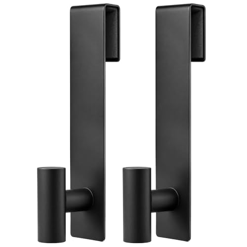 Over Glass Shower Towel Hooks, Shower Door Hooks, Black, 2 Pack | Stainless Steel, Heavy Duty, Easy Installation, Slim Design, Soft Padding, Shower Towel Hooks For Glass Shower Door