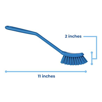 Vikan - Fine Dish Brush - Heavy-Duty, Narrow, Slip-Resistant Cleaning Brush, Polypropylene, Polyester Bristle, 11 Inch, Blue, (42873) - color: Blue, size: 1 Count (Pack of 1)