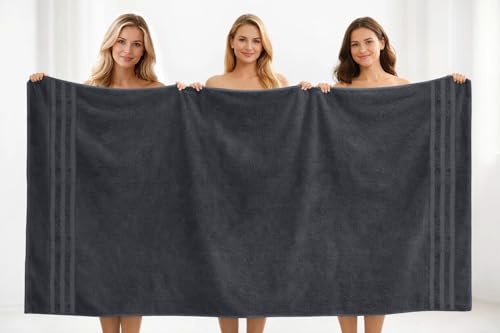 DAN River 2 Pack Bath Sheets Extra Large 35x70, Large Bath Towels for Adults, XL Oversized Heavy Duty Towel Set, 600 GSM 100% Ring Spun Cotton, Soft Quick Dry, Dark Gray - color: Charcoal, size: Bath Sheet 35x70" (PK 2)