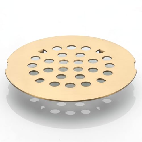 Snap-in Shower Drain Cover 4-1/4 inch Shower Strainer Grid Round (1, Brushed Golden) - color: Brushed Golden
