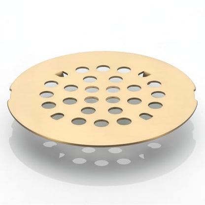 Snap-in Shower Drain Cover 4-1/4 inch Shower Strainer Grid Round (1, Brushed Golden) - color: Brushed Golden