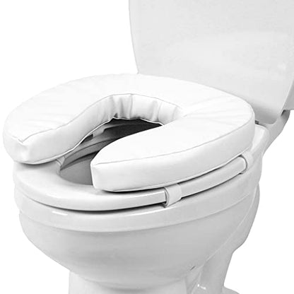 PCP Raised Toilet Seat Cushion, 2" High Padded Comfort Support, Universal Fit, Portable with Adjustable Fastening Straps