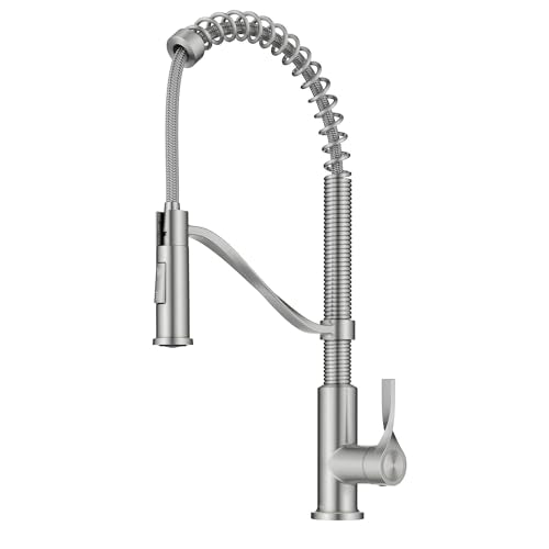 KRAUS Torak Pull Down Kitchen Faucet in Spot-Free Stainless Steel with Commercial Style Spring Spout, 2 Function Sprayer, Pre-Attached Water Lines, and Mounting Hardware, KPF-2635SFS - color: Spot Free Stainless Steel, style: Commercial Faucet