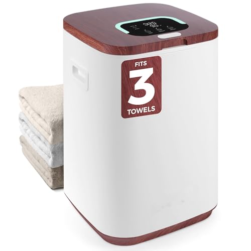 Bucket-23L Capacity Hot Warmer with Timer Function, Fits Up to Two Oversized Towels for Bathroom(Wood) - color: Wood