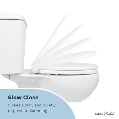 LUXE TS1008R Slow Close Round Comfort Fit Toilet Seat, White | with Slow Close, Quick Release Hinges, and Non-Slip Bumpers - size: Round
