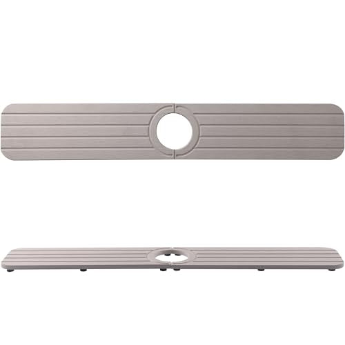 Water Absorbing Stone Kitchen Sink Mat Faucet Splash Guard for Bathroom | Quick Dry, Raised Feet, Diatomaceous Earth, Stone Faucet Mat, Sink Protector for Counter, Sink Accessories, Bathroom Decor - color: 23.6" x 3.9" Light Gray B