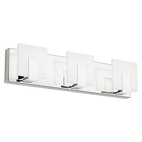 Aipsun 3 Lights Dimmable Modern LED Vanity Light for Bathroom Frosted White Acrylic Chrome Up and Down Bathroom Wall Light Fixtures Over Mirror(White Light 6000K) - size: 3 Lights