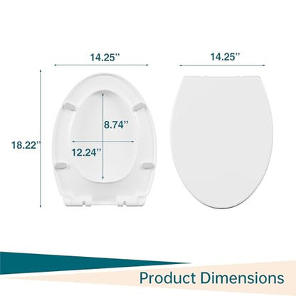 19" Elongated Toilet Seat with Soft Close, Quick Release and Quick Attach Design, Plastic Toilet Seat with Non-Slip Bumpers, Never Loosens and Easy to Install and Clean, Fits Most Elongated Toilets - color: Standard (Locking), size: Elongated (19″)