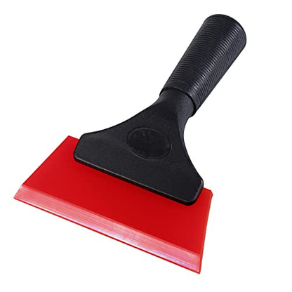 FOSHIO Small Squeegee with 5 Inch Rubber Blade Mini Wiper Window Tinting Tools for Mirror Glass Window Cleaner with Non-Slip Handle (Red Blade) - color: Red Blade