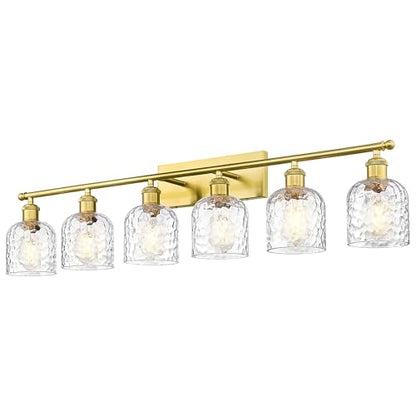zeyu 42.2'' Modern Bathroom Gold Light Fixture, 6 Light Bathroom Lighting Fixtures Over Mirror Bedroom, Brushed Gold Finish with Clear Hammered Glass, ZJF63B-6W BG - color: Brushed Gold|Hammered Glass, size: 6-Light