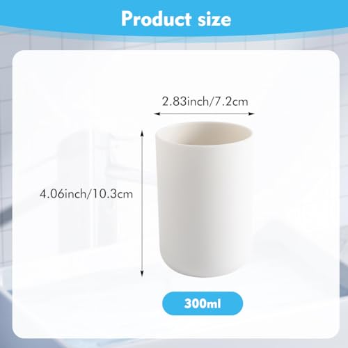 300ml Bathroom Cup, Wall Mounted Toothbrush Holders Reusable Water Cup Drinking Cups for Home Travel Bathroom Accessories (White) - color: White