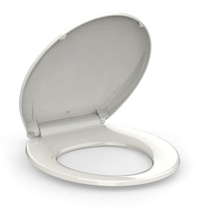 Toilet Seat, Round Toilet Seat with Quick-Release And Quick-Attach, Plastic Toilet Seat with Soft Close, Never Loosen, Easy Install and clean - Fits Most Round Toilets Biscuit - color: Biscuit, size: Round