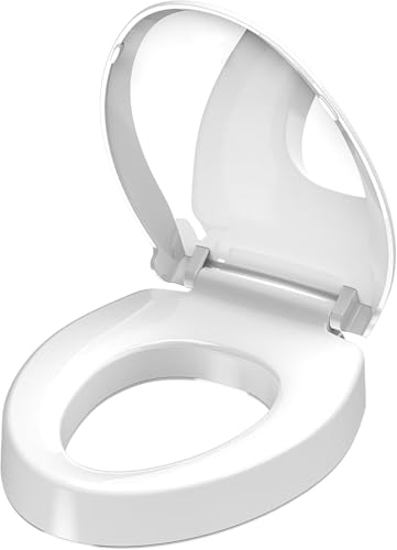 Aünsffer Raised 2.91'' Toilet Seat Elongated, Toilet Seat Riser for Elderly, Soft Close & Quick Release, Oblong 18.5inch Compatible Size, PP Material, 2 Years Support