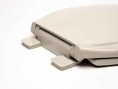 2Q1E6-80 Builder Grade Slow Close Plastic Toilet Seat with Vari Adjust Lok-Down R'N'C Hinge and Quik-Lok Mounting Hardware, Elongated, Silver Gray - color: Silver Gray, style: Elongated
