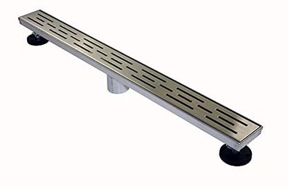ZA Linear Shower Drain - 33 Inch Brick Pattern - Brushed Stainless Steel - Hair Strainer - Leveling Feet - Threaded Adapter - Sleek and Modern Design - size: 33 inch
