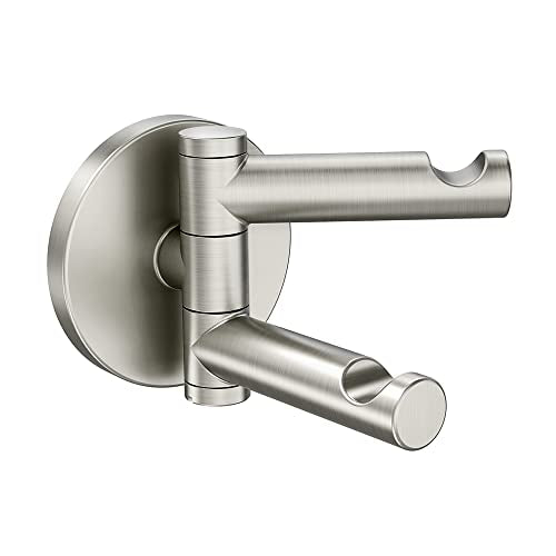Moen YB0402BN Align Modern Double Swivel Robe Hook, Brushed Nickel - color: Brushed Nickel