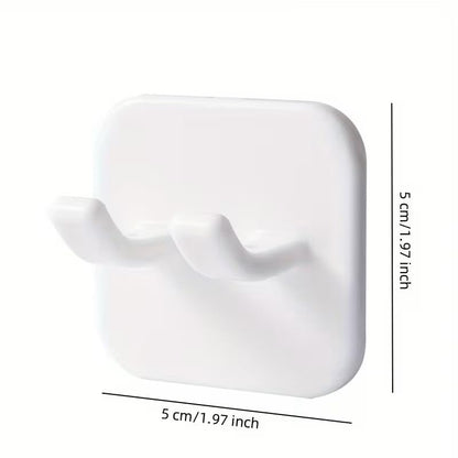2pcs Self Adhesive Razor Holders, Wall Mount Utility Hooks, Waterproof Shower Hook for Razor, Plug, Robe, Towel - Contemporary Style, Easy Install, Plastic Material, White