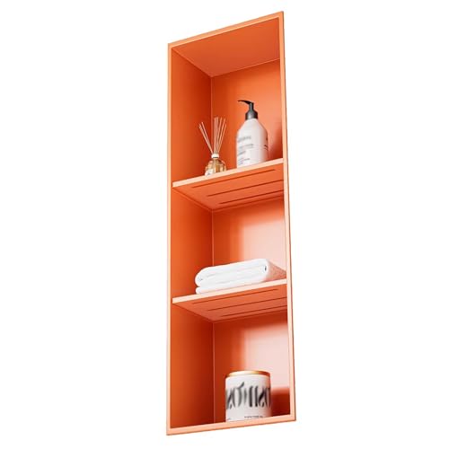 Stainless Steel Shower Niche Wall Insert Recessed Double Shelf Shower Storage for Bathroom Living Room, 70x28x12.5cm, Orange - color: 3 layer