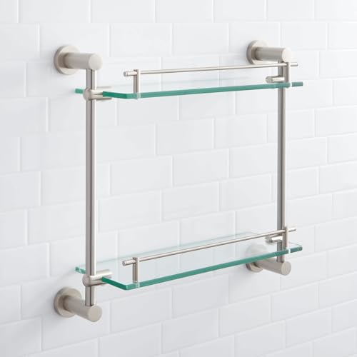 Signature Hardware 296466 Ceeley 17" Two-Tier Glass Shelf - Chrome - color: Chrome
