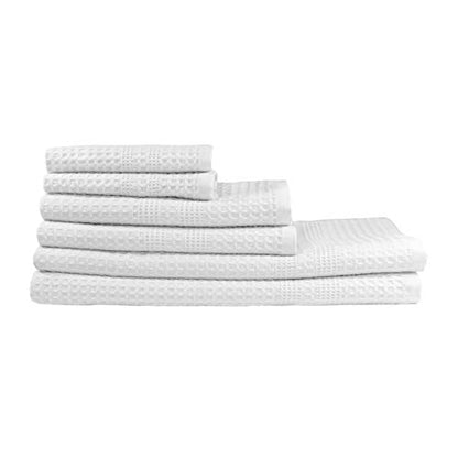 GILDEN TREE Waffle Towel Set Quick Dry Thin | 2 Bath Towels | 2 Hand Towels | 2 Washcloths, Classic Style (White) - color: White, size: Bath Towel Set