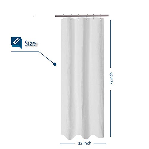 Barossa Design Waffle Weave Stall Fabric Shower Curtain 32 x 72, White | Hotel Luxury Spa, 230 GSM Thick Fabric, Water Repellent, Machine Washable, 32W x 72H for Narrow Stall - color: White, size: 32"W x 72"L (Pack of 1)