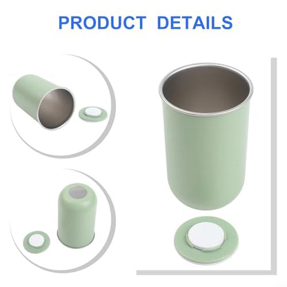 Magnetic Stainless Steel Toothbrush Cup, 304 Rustproof Hanging Mouthwash Holder With No Drill Wall Mount Inverted Design For Water Drainage & Hygienic Storage Space Saving Rinse Cup(Green)