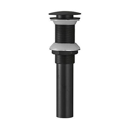 Homevacious 1 5/8" Bathroom Faucet Vessel Vanity Sink Pop Up Drain | Assembly Stopper Fits Bathroom Standard Sink Hole 1-1/2" to 1-3/4" Matte Black Plug Without Overflow Push & Seal - color: Matte Black, style: Without Overflow