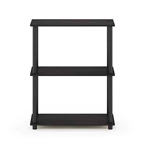 Furinno TURN-N-TUBE Storage Shelves, 3-Tier Book Shelf, Corner Shelf, Toolless Open Shelves, for Organization and Storage, Living Room, Garage, Home Office, Espresso