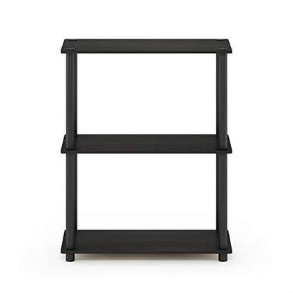 Furinno TURN-N-TUBE Storage Shelves, 3-Tier Book Shelf, Corner Shelf, Toolless Open Shelves, for Organization and Storage, Living Room, Garage, Home Office, Espresso