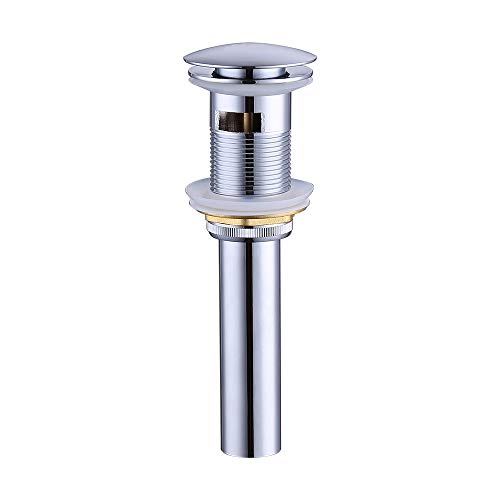 KES Bathroom Sink Drain with Overflow Vessel Vanity Sink Pop Up Drain Stopper Polished Chrome, ALL Metal Rustproof Brass and 304 Stainless Steel, S2008A-CH - color: Polished Chrome, style: With Overflow, 1 Pack