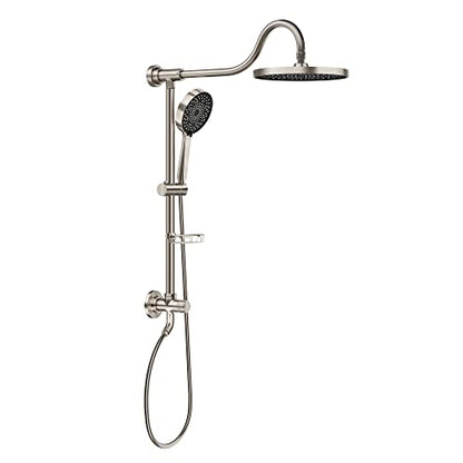 Tearel 9 Inches Rainfall Shower Head and Handheld Showerhead Combo Shower System with Slide Bar, Brushed Nickel - color: Brushed Nickel