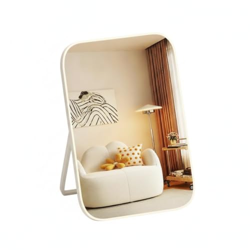 Fits Bedroom and Bathroom Countertops, Foldable Wood Frame Vanity Mirror with Adjustable Angle, Compact Glass Desktop Mirror for Daily Use