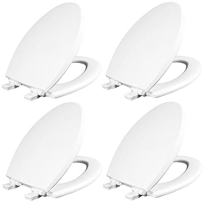 Mayfair Cassel Slow Close Toilet Seat, Easy Clean, Non Slip Premium Wood Seat, Easy Install, Made in USA, Elongated, White, 4-Pack - size: Elongated, style: 4 - Toilet Seats