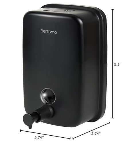 Commercial Soap Dispenser Wall Mount Stainless Steel Soap Dispensers Liquid Manual Anti-Leak Pump Hand Soap Dispenser for Bathroom Kitchen Black (17 fl.oz./500ml) - color: Black, size: 500ml