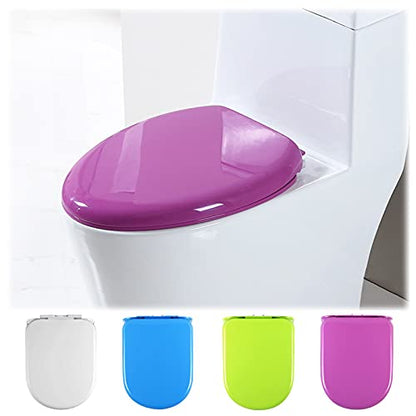 Quick Release White Toilet Seat - Easy to Clean Polypropylene, Color Options: Green, Purple, Blue, Sky Blue, One Size - color: Pink Purple