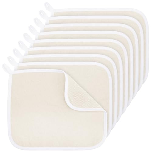 9 Pcs Nylon Exfoliating Wash Cloths Set 8.7 x 10.2 Inch | Soft Dual Sided Body Face Towels Kitchen Dish Scrubber Reusable Bath Spa Towel for Women Men Travel - color: White, size: Small